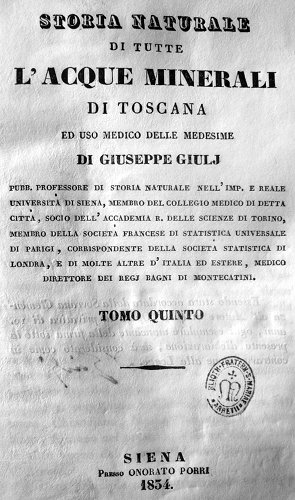 Storia
                  Naturale di tutte l'Acque Minerali di Toscana
